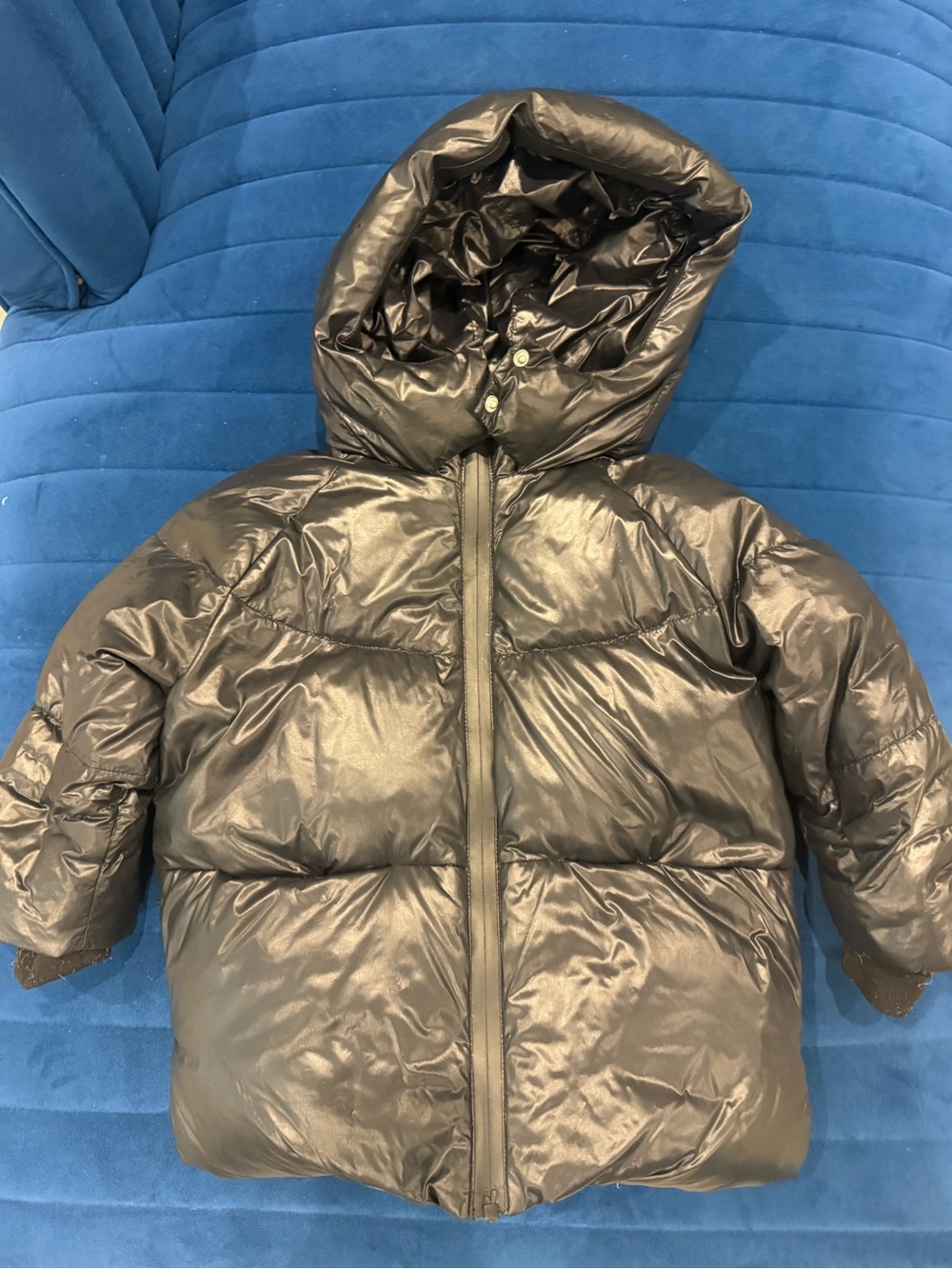 Zara Kids Shiny Black Puffer Jacket with Hood